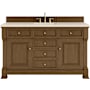 James Martin Vanities Brookfield 60" Free Standing Single Basin Vanity Set with Quartz Top and Rectangular Sink Honey Oak