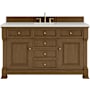 James Martin Vanities Brookfield 60" Free Standing Single Basin Vanity Set with Quartz Top and Rectangular Sink Honey Oak