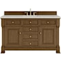 James Martin Vanities Brookfield 60" Free Standing Single Basin Vanity Set with Quartz Top and Rectangular Sink Honey Oak