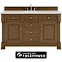 James Martin Vanities Brookfield 60" Free Standing Single Basin Poplar Wood Vanity Set with Ethereal Noctis Silestone Top, Rectangular Sink, and Matching Mirror Honey Oak