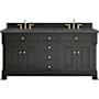 James Martin Vanities Brookfield 72" Free Standing Double Basin Vanity Set with Quartz Top and Rectangular Sinks Black Onyx