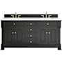 James Martin Vanities Brookfield 72" Free Standing Double Basin Vanity Set with Quartz Top and Rectangular Sinks Black Onyx