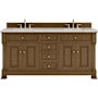 James Martin Vanities Brookfield 72" Free Standing Double Basin Vanity Set with Quartz Top and Rectangular Sinks Honey Oak