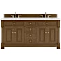 James Martin Vanities Brookfield 72" Free Standing Double Basin Vanity Set with Quartz Top and Rectangular Sinks Honey Oak