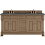 James Martin Vanities Brookfield 72" Free Standing Double Basin Vanity Set with Quartz Top and Rectangular Sinks Pecan