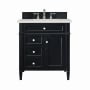 James Martin Vanities Brittany 30" Single Basin Poplar Wood Vanity Set with 3cm Lime Delight Silestone Quartz Vanity Top and Rectangular Sink Black Onyx