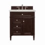 James Martin Vanities Brittany 30" Single Basin Poplar Wood Vanity Set with 3cm Lime Delight Silestone Quartz Vanity Top and Rectangular Sink Burnished Mahogany