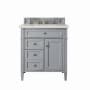 James Martin Vanities Brittany 30" Single Basin Poplar Wood Vanity Set with 3cm Lime Delight Silestone Quartz Vanity Top and Rectangular Sink Urban Gray