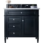 James Martin Vanities Brittany 36" Single Basin Poplar Wood Vanity Set with 3 cm Arctic Fall Solid Surface Vanity Top and Rectangular Sink Black Onyx