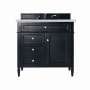 James Martin Vanities Brittany 36" Single Basin Poplar Wood Vanity Set with 3cm Lime Delight Silestone Quartz Vanity Top and Rectangular Sink Black Onyx