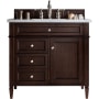 James Martin Vanities Brittany 36" Single Basin Poplar Wood Vanity Set with 3 cm Arctic Fall Solid Surface Vanity Top and Rectangular Sink Burnished Mahogany