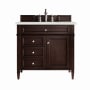 James Martin Vanities Brittany 36" Single Basin Poplar Wood Vanity Set with 3cm Lime Delight Silestone Quartz Vanity Top and Rectangular Sink Burnished Mahogany