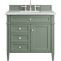 James Martin Vanities Brittany 36" Single Basin Poplar Wood Vanity Set with 3 cm Arctic Fall Solid Surface Vanity Top and Rectangular Sink Smokey Celadon