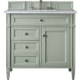 James Martin Vanities Brittany 36" Single Basin Poplar Wood Vanity Set with 3 cm Arctic Fall Solid Surface Vanity Top and Rectangular Sink Sage Green