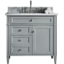 James Martin Vanities Brittany 36" Single Basin Poplar Wood Vanity Set with 3 cm Arctic Fall Solid Surface Vanity Top and Rectangular Sink Urban Gray