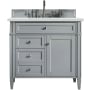 James Martin Vanities Brittany 36" Single Basin Poplar Wood Vanity Set with 3 cm Ethereal Noctis Quartz Vanity Top and Rectangular Sink Urban Gray