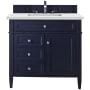 James Martin Vanities Brittany 36" Single Basin Poplar Wood Vanity Set with 3 cm Ethereal Noctis Quartz Vanity Top and Rectangular Sink Victory Blue