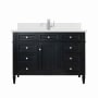 James Martin Vanities Brittany 48" Single Basin Poplar Wood Vanity Set with 3cm White Zeus Silestone Quartz Vanity Top, Backsplash and Rectangular Sink Black Onyx