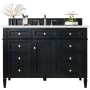 James Martin Vanities Brittany 48" Single Basin Poplar Wood Vanity Set with 3 cm Carrara White Natural Stone Vanity Top and Rectangular Sink Black Onyx