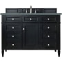 James Martin Vanities Brittany 48" Free Standing Single Basin Hardwood Vanity Set with 3 cm Cala Blue Quartz Vanity Top and Rectangular Sink Black Onyx