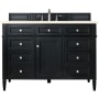 James Martin Vanities Brittany 48" Single Basin Poplar Wood Vanity Set with 3 cm Eternal Marfil Quartz Vanity Top and Rectangular Sink Black Onyx