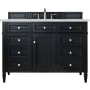James Martin Vanities Brittany 48" Single Basin Poplar Wood Vanity Set with 3 cm Ethereal Noctis Quartz Vanity Top and Rectangular Sink Black Onyx