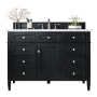 James Martin Vanities Brittany 48" Single Basin Poplar Wood Vanity Set with 3cm White Zeus Quartz Vanity Top and Rectangular Sink Black Onyx