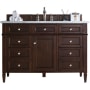 James Martin Vanities Brittany 48" Single Basin Poplar Wood Vanity Set with 3 cm Carrara White Natural Stone Vanity Top and Rectangular Sink Burnished Mahogany