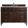 James Martin Vanities Brittany 48" Single Basin Poplar Wood Vanity Set with 3 cm Ethereal Noctis Quartz Vanity Top and Rectangular Sink Burnished Mahogany