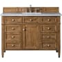 James Martin Vanities Brittany 48" Single Basin Poplar Wood Vanity Set with 3 cm Carrara White Natural Stone Vanity Top and Rectangular Sink Saddle Brown