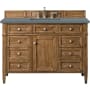 James Martin Vanities Brittany 48" Free Standing Single Basin Hardwood Vanity Set with 3 cm Cala Blue Quartz Vanity Top and Rectangular Sink Saddle Brown