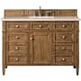 James Martin Vanities Brittany 48" Single Basin Poplar Wood Vanity Set with 3 cm Eternal Marfil Quartz Vanity Top and Rectangular Sink Saddle Brown