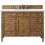 James Martin Vanities Brittany 48" Single Basin Poplar Wood Vanity Set with 3 cm Ethereal Noctis Quartz Vanity Top and Rectangular Sink Saddle Brown