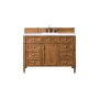James Martin Vanities Brittany 48" Single Basin Poplar Wood Vanity Set with 3cm White Zeus Quartz Vanity Top and Rectangular Sink Saddle Brown