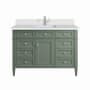 James Martin Vanities Brittany 48" Single Basin Poplar Wood Vanity Set with 3cm White Zeus Silestone Quartz Vanity Top, Backsplash and Rectangular Sink Smokey Celadon