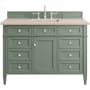James Martin Vanities Brittany 48" Single Basin Poplar Wood Vanity Set with 3 cm Eternal Marfil Quartz Vanity Top and Rectangular Sink Smokey Celadon
