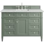 James Martin Vanities Brittany 48" Single Basin Poplar Wood Vanity Set with 3 cm Ethereal Noctis Quartz Vanity Top and Rectangular Sink Smokey Celadon