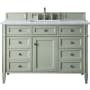 James Martin Vanities Brittany 48" Single Basin Poplar Wood Vanity Set with 3 cm Carrara White Natural Stone Vanity Top and Rectangular Sink Sage Green
