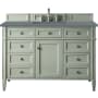 James Martin Vanities Brittany 48" Free Standing Single Basin Hardwood Vanity Set with 3 cm Cala Blue Quartz Vanity Top and Rectangular Sink Sage Green