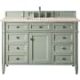 James Martin Vanities Brittany 48" Single Basin Poplar Wood Vanity Set with 3 cm Eternal Marfil Quartz Vanity Top and Rectangular Sink Sage Green