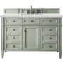 James Martin Vanities Brittany 48" Single Basin Poplar Wood Vanity Set with 3 cm Ethereal Noctis Quartz Vanity Top and Rectangular Sink Sage Green