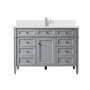 James Martin Vanities Brittany 48" Single Basin Poplar Wood Vanity Set with 3cm White Zeus Silestone Quartz Vanity Top, Backsplash and Rectangular Sink Urban Gray