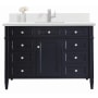 James Martin Vanities Brittany 48" Single Basin Poplar Wood Vanity Set with 3cm White Zeus Silestone Quartz Vanity Top, Backsplash and Rectangular Sink Victory Blue