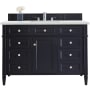 James Martin Vanities Brittany 48" Single Basin Poplar Wood Vanity Set with 3 cm Ethereal Noctis Quartz Vanity Top and Rectangular Sink Victory Blue