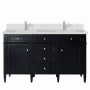 James Martin Vanities Brittany 60" Double Basin Poplar Wood Vanity Set with 3cm White Zeus Silestone Quartz Vanity Top, Backsplash and Rectangular Sinks Black Onyx