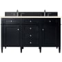 James Martin Vanities Brittany 60" Double Basin Poplar Wood Vanity Set with 3 cm Eternal Marfil Quartz Vanity Top and Rectangular Sinks Black Onyx