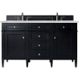 James Martin Vanities Brittany 60" Double Basin Poplar Wood Vanity Set with 3 cm Ethereal Noctis Quartz Vanity Top and Rectangular Sinks Black Onyx