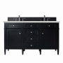 James Martin Vanities Brittany 60" Double Basin Poplar Wood Vanity Set with 3cm Lime Delight Silestone Quartz Vanity Top and Rectangular Sinks Black Onyx