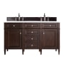 James Martin Vanities Brittany 60" Double Basin Poplar Wood Vanity Set with 3cm White Zeus Quartz Vanity Top and Rectangular Sinks Burnished Mahogany