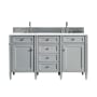 James Martin Vanities Brittany 60" Double Basin Poplar Wood Vanity Set with 3cm White Zeus Quartz Vanity Top and Rectangular Sinks Urban Gray